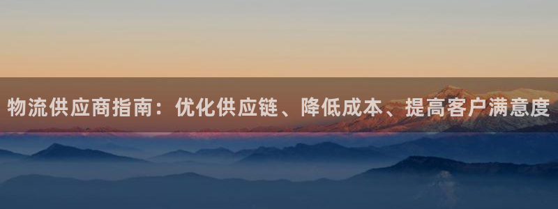 28圈模拟器下载：物流供应商指南：优