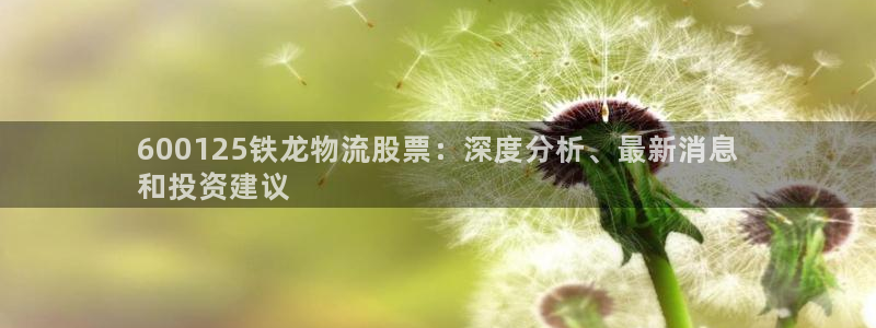 28圈圈：600125铁龙物流股票：